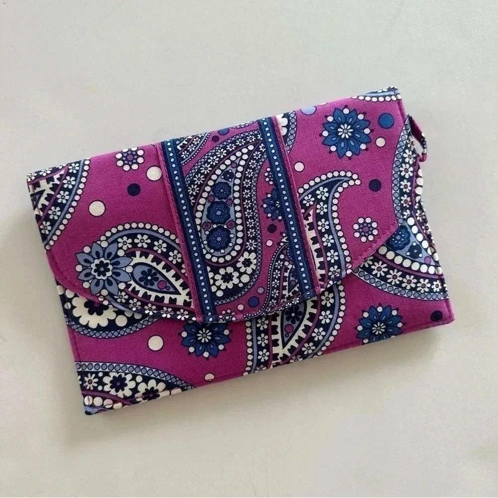 Vera Bradley Boysenberry Travel Envelope Purple Floral Paisley Colorful